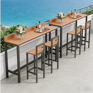 Mesa de <span class=keywords><strong>Bar</strong></span> para Exteriores, Estrecha y Larga, con Separador, Metálica, Industrial, Comercial, para Terraza, Fácil de Montar - Product Image 1