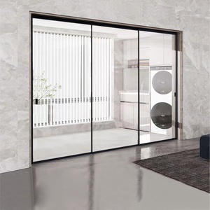 Porte coulissante <span class=keywords><strong>de</strong></span> cuisine ultra-étroite à trois battants pliables avec cloison invisible en verre, porte <span class=keywords><strong>de</strong></span> véranda, vente en gros et personnalisable - Product Image 3