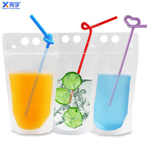 350mlマット手持ちのプラスチック製ドリンクポーチ飲料袋麦わらグラビア印刷使い捨て液体包装袋ジュースミルクティー用 - Product Image 2