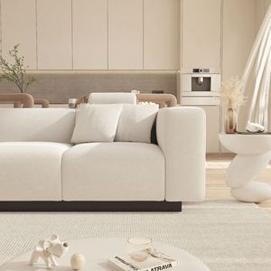 Sofá de Lana de Cordero FX80011 Color Crema, Sofá de Diseño para Sala de Estar o Dormitorio, Estructura de Madera Maciza, Estilo Wabi Sabi - Product Image 3