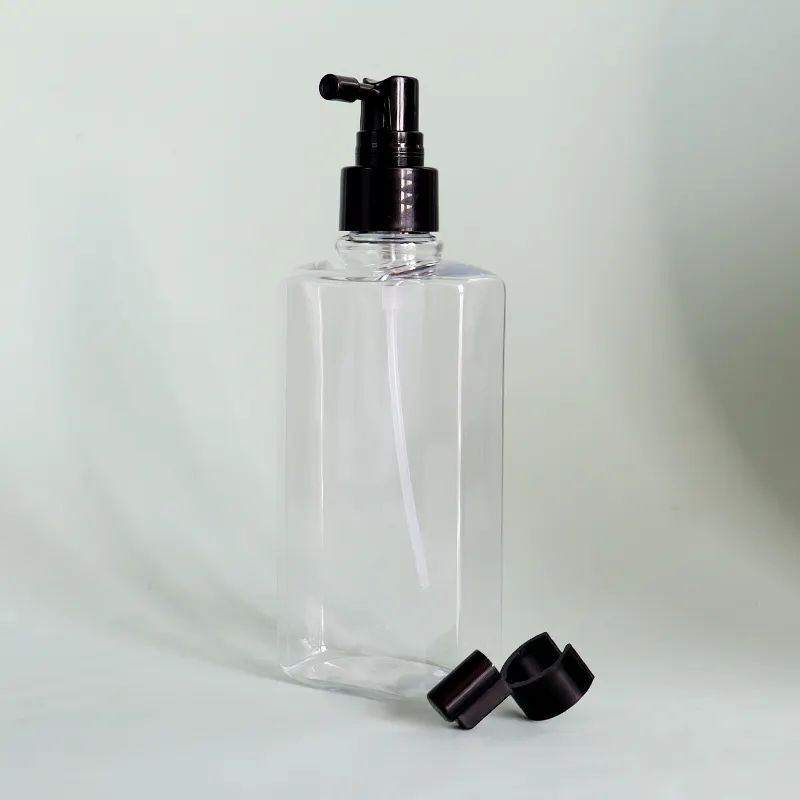 Black cap long nozzle cosmetics plastic spray bottle press lotion bottle toner 200ml dispensing bottle