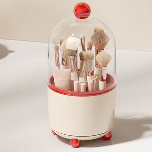 Rotatable <b>Makeup</b> Brush Storage <b>Box</b> With Lid Dustproof Cosmetic Organizer Desktop Storage Container For <b>Makeup</b> Brushes And Tools - Product Image 4