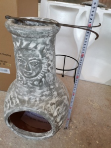 Chiminea d'argile en <span class=keywords><strong>terre</strong></span> <span class=keywords><strong>cuite</strong></span> extérieure faite à la main avec cheminée de décor de jardin de conception de visage de soleil - Product Image 3