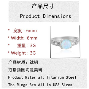 Women's <b>Opal</b> <b>Ring</b> With Diamond Accents Prong Setting Stainless Steel Fashion Jewelry Gift - Product Image 3