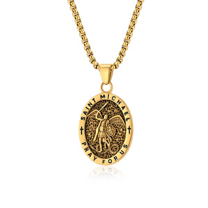 Collar con Colgante de San Miguel Arcángel en Acero Inoxidable, Joyería Religiosa para Uso Diario Masculino - Product Image 5