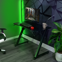 AJUNION-Table de gamer compacte et de haute qualité en forme de Z pour ordinateur de course, bureau de jeu, noir, vente personnalisée