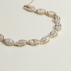 สร้อยคอเพชรทรงมาร์คีส์ทองคำขาว 14K รุ่น MSN-834 เพชรเพาะเลี้ยงสำหรับใส่ทุกวัน - Product Image 2