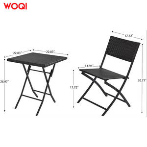 Ensemble de chaises pliantes de jardin Woqi Outdoor Garden, design moderne noir Wisteria, 30x30x30 cm, pour terrasse et bistro - Product Image 4