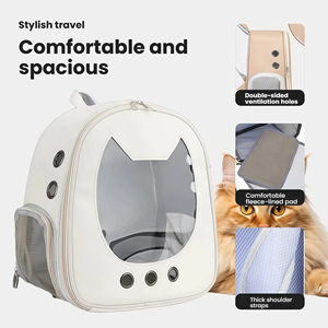 Mochila Transportadora para Gatos con Ventana de Alimentación, Transpirable, de Gran Capacidad, de PU, para Viajes al Aire Libre - Product Image 2
