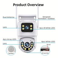 Kamera Keamanan PTZ Nirkabel ICSEE 6MP Murah, Sensor CMOS Lensa Ganda, Deteksi Gerakan, Tahan Air IP66, Kamera Dome
