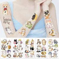 Autocollants de tatouage imperméables en gros, motifs animaux mignons (chats, chatons) pour enfants, filles, bébés, fournitures de décoration pour fêtes et festivals