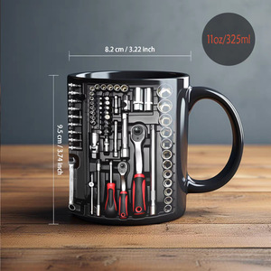 Taza de Café con Diseño Creativo en Forma de Caja de Herramientas, Taza de Cerámica Negra <span class=keywords><strong>para</strong></span> Mecánicos, Taza de Regalo con Logotipo Personalizado - Product Image 2