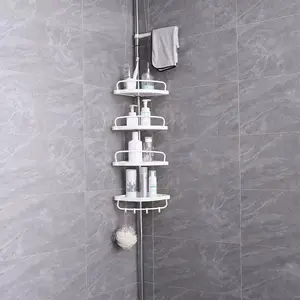 4 Floors Scalable Wall Corner Bathroom Shelves With Stainless steel In Bathroom Shelf Corner For Bathroom Storage Rack