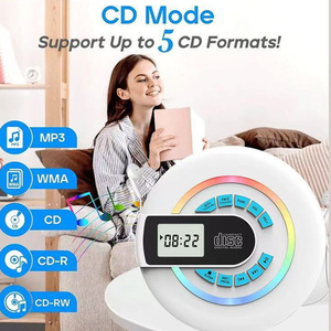 Lecteur CD portable rond avec transmetteur-récepteur BT 5.3, lumière RGB, anti-saut de disque, radio FM, haut-parleur stéréo USB MP3 pour la maison, la voiture et la salle de sport - Product Image 2
