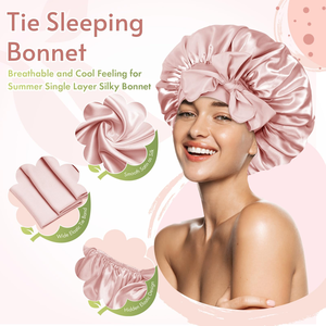 Gorros de Dormir de Lujo para Mujer, Personalizados con Logotipo, de Satén de Seda, con Banda Rizada de Doble Capa, Ajustables, para Cabello Natural - Product Image 3