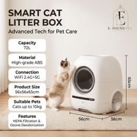 Bac à litière pour chat automatique intelligent en plastique rectangulaire de 12 L, auto-nettoyant, avec contrôle WiFi via application, écologique, désodorisant, facile à utiliser, 15 kg