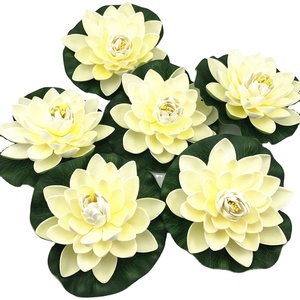Flores de Loto Artificiales Flotantes de Espuma Blanca Marfil, Adornos de Lirios de Agua para el Hogar, Jardín, Bodas, Fiestas, 50 Piezas, Navidad, Pascua - Product Image 1