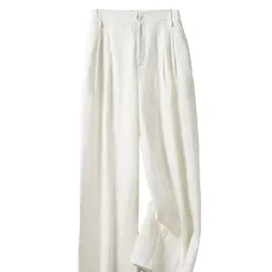 Pantaloni da donna per l'autunno nuovo stile coreano pantaloni larghi a <span class=keywords><strong>vita</strong></span> <span class=keywords><strong>alta</strong></span> dritti drappeggi lunghi fino al pavimento da donna - Product Image 1
