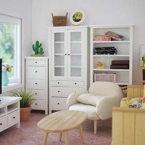 Estantería de madera para juguetes DIY, armario de almacenamiento 0b11, modelo de casa de muñecas en miniatura para accesorios de casa de muñecas y sala de estar - Product Image 5