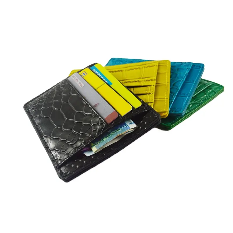 Fashion business style cover plastic card slot Genuine leather id credit protective card case