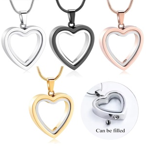 Liontin Kalung Berbentuk Hati Transparan dari Baja Anti Karat untuk Abu Hewan Peliharaan, Dapat Dibuka, Isi Abu, Perhiasan Kenangan, Aksesoris Fashion - Product Image 1