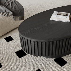 Convertible Oval Coffee Table with Storage Solid Wood Veneered Modern Design for Living Room & <b>Bedroom</b> - Product Image 4