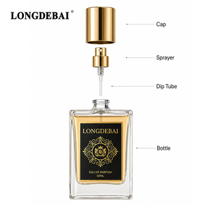Flacon de parfum personnalisé style <span class=keywords><strong>Victor</strong></span>, certifié, 30ml 50ml 100ml, flacon de parfum vide carré transparent en verre avec bouchon - Product Image 3