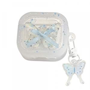 Funda Protectora para Apple AirPods 4 con Diseño de Mariposa Floral Azul Estilo Caricatura, Funda Protectora Antigolpes para Pro 3 - Product Image 4