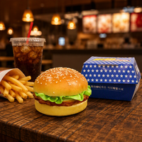 Boîte à hamburger en papier kraft de qualité alimentaire, pliable, jetable, emballage à emporter, conteneur pour restauration rapide imprimé sur mesure
