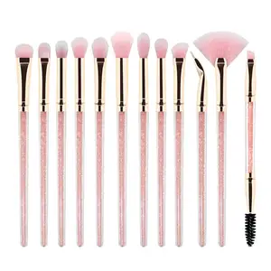 Juego de brochas profesionales para ojos de alta calidad Women12 PCS, brochas de maquillaje de ojos rosas, herramientas cosméticas