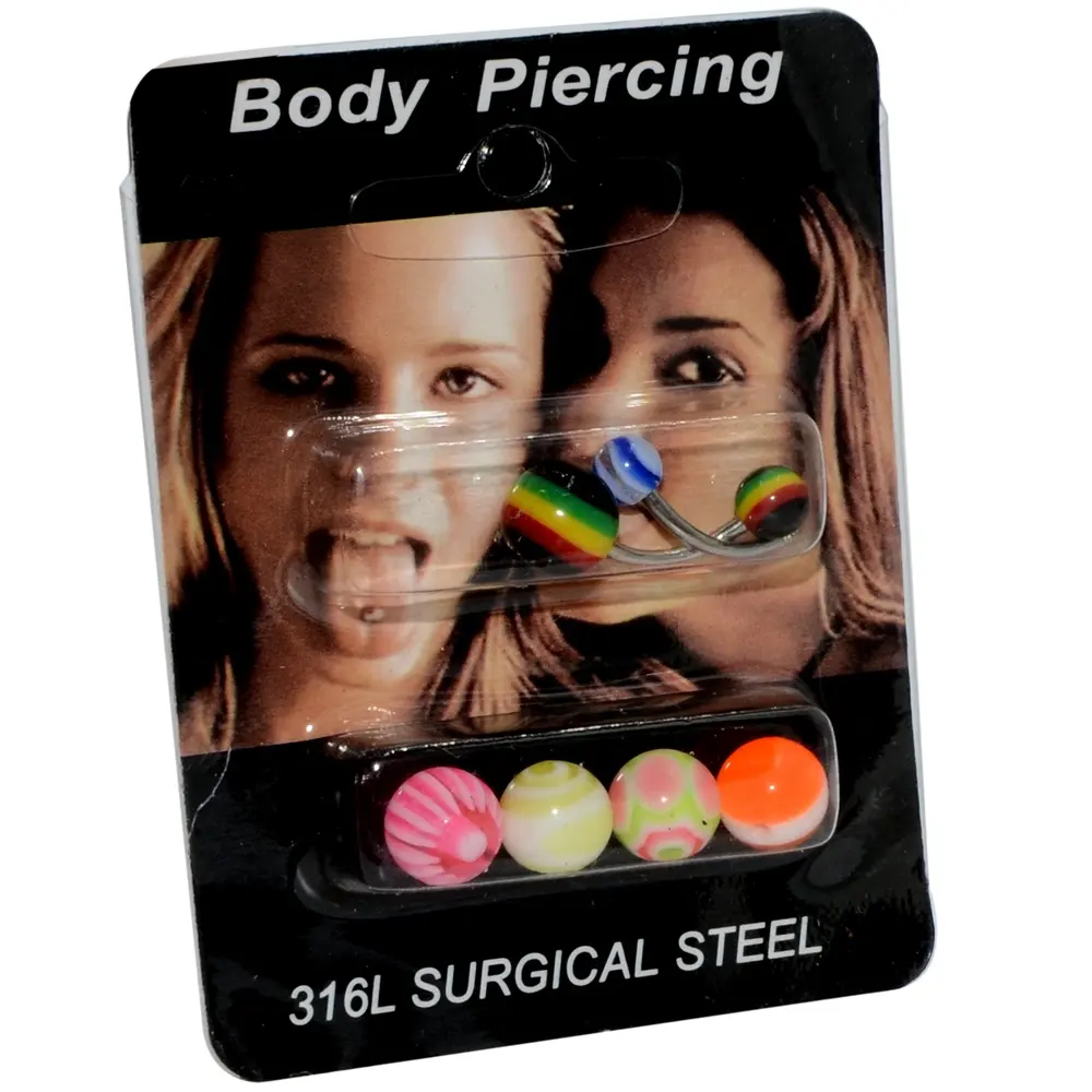 316L Surgical Steel Bar with Acrylic Balls Navel Belly Button Banana Ring Fashion Basic Fashion Women Body Piercing Jewelry