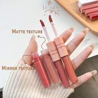 Rouge à lèvres 2 en 1 Brillant à lèvres brillant mat imperméable longue durée Permanent Lipstick Lipgloss Double End Mirror Lip Glaze Tint