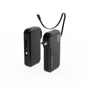 10000mAh Power Bank with AC <b>Plug</b> and Retractable Cable 22.5W PD <b>Fast</b> <b>Charging</b> Power Bank - Product Image 1