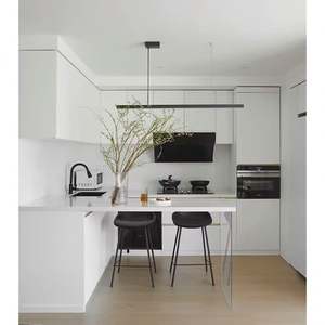 Meubles de cuisine sur mesure Foshan, finition laquée, armoire en contreplaqué, cuisine ouverte, bar en bois, design gain de place, garde-manger - Product Image 2