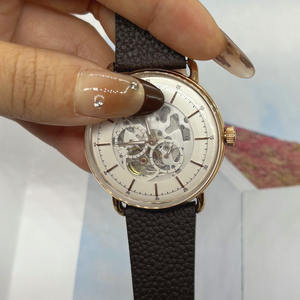 นาฬิกาข้อมือหนังวินเทจ นาฬิกาข้อมือสองสี นาฬิกาข้อมือผู้หญิง ระบบอัตโนมัติ นาฬิกาข้อมือกลไก หน้าปัดกลวง - Product Image 2