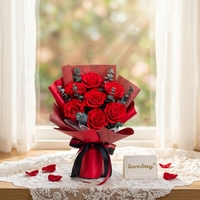 Lovebay Factory Supply Buket Bunga Mawar Awet Buatan Tangan, Buket Mawar Abadi Tahan Lama untuk Hadiah Rumah, Pernikahan, dan Hari Valentine