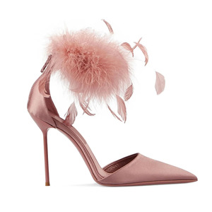 Zapatos de Tacón de Diseñador con Correas de Piel y Decoración de Plumas para Mujer, Novedades 2026, Ideales para Fiestas - Product Image 1