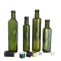 Bouteille d'huile de cuisson en verre rond carré de haute qualité 250ml 500ml 750ml bouteille en verre d'huile d'olive au vinaigre ambre vert antique avec bouchon