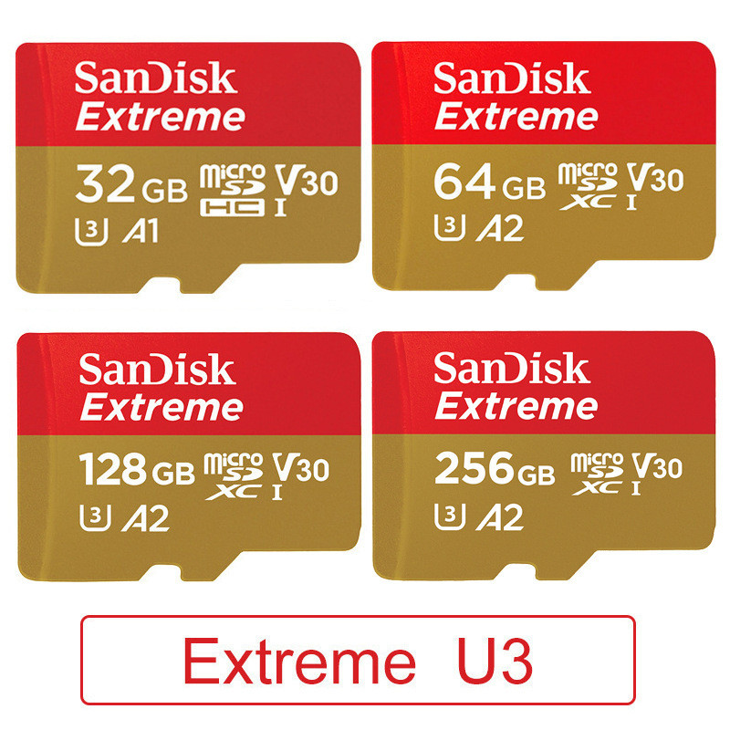 Оригинальный двойной флеш-накопитель SanDisk A2 Extreme 256 ГБ Micro SD карты 128 ГБ U3, 64 ГБ, карта памяти, V30 Class10 флеш-карты памяти с 4K HD