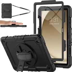 Sağlam silikon Tablet kılıfları Samsung Galaxy Tab A9 + artı X210 X216 X218 11 ''rotasyon Kickstand omuz askısı çocuklar kapak