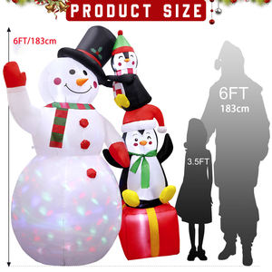 Decoración Navideña Inflable para Exteriores, Muñeco <span class=keywords><strong>de</strong></span> <span class=keywords><strong>Nieve</strong></span> con Tres Pingüinos, con Luces <span class=keywords><strong>de</strong></span> Colores, 7.8 pies <span class=keywords><strong>de</strong></span> Alto, Impermeable, 190T - Product Image 2