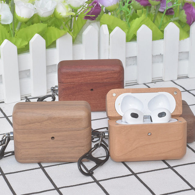 Genuine Real Wood Case for Airpods 3 Shockproof Walnut Hand Bamboo Wooden Case for Apple Airpods 3 Wood Case