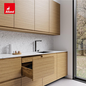Allandgroup Japandi House, armoires de style zen <span class=keywords><strong>Wafu</strong></span>, poignées en forme de J, placages en bois de chêne naturel, façades d'armoires de cuisine - Product Image 1