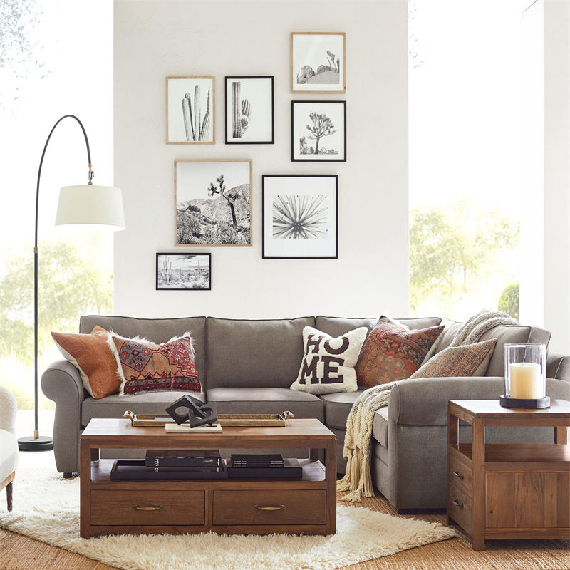 Upholstered 3-Piece Sectional Sofa Set Modular Combination Fabric Office Chair Living Room Furniture