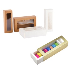 Rectangle Clear Window Drawer Candy Cookie Boxes Sweet Macaroon Paper Packaging Box