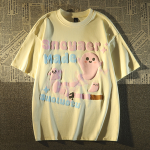 Custom Colorful <strong>3d</strong> Puff Printing <strong>T</strong> <strong>Shirts</strong> Soft 100 Cotton Letter Foam Screen Printing Hip Hop Oversized Tshirts for Men - Product Image 3