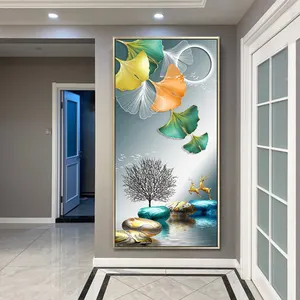 卸売Hd非フレームキャンバスプリントイチョウ葉パターン写真モダンな壁の装飾アートゴールドリーフ絵画