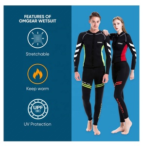 Due pezzi 3Mm costume da bagno Modulare da sub da uomo e donna 2 pezzi pietra calcarea con Zip anteriore in Neoprene costume da surf - Product Image 5
