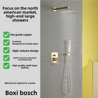 Xinxi Cross-border Ensemble de douche de plafond de style américain 10/12 pouces avec douchette dissimulée et robinet de régulation de pression, pour hôtel, effet pluie