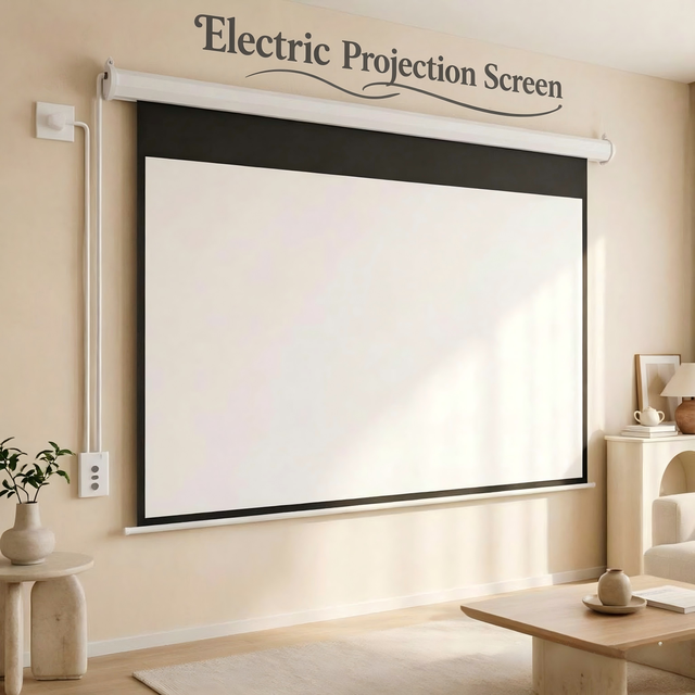 145 Inch 4:3 Motorized Projection Screen Smooth Rolling for Conference Hall Business Presentation Projector Screens